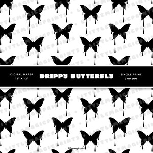 Coquette Digitaldruck, Schmetterling Digitalpapier, Coquette Digitalpapier, It Girl Digital, Drippy Trendy Digitaldrucke