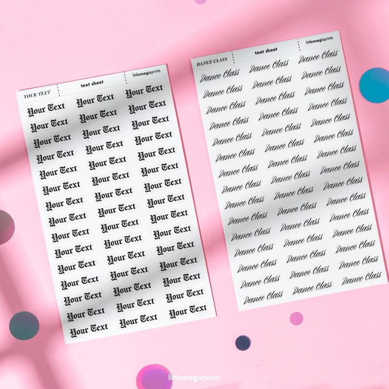 Custom Text Sticker Sheet: Personalized Word Stickers, Gothic Font - Etsy