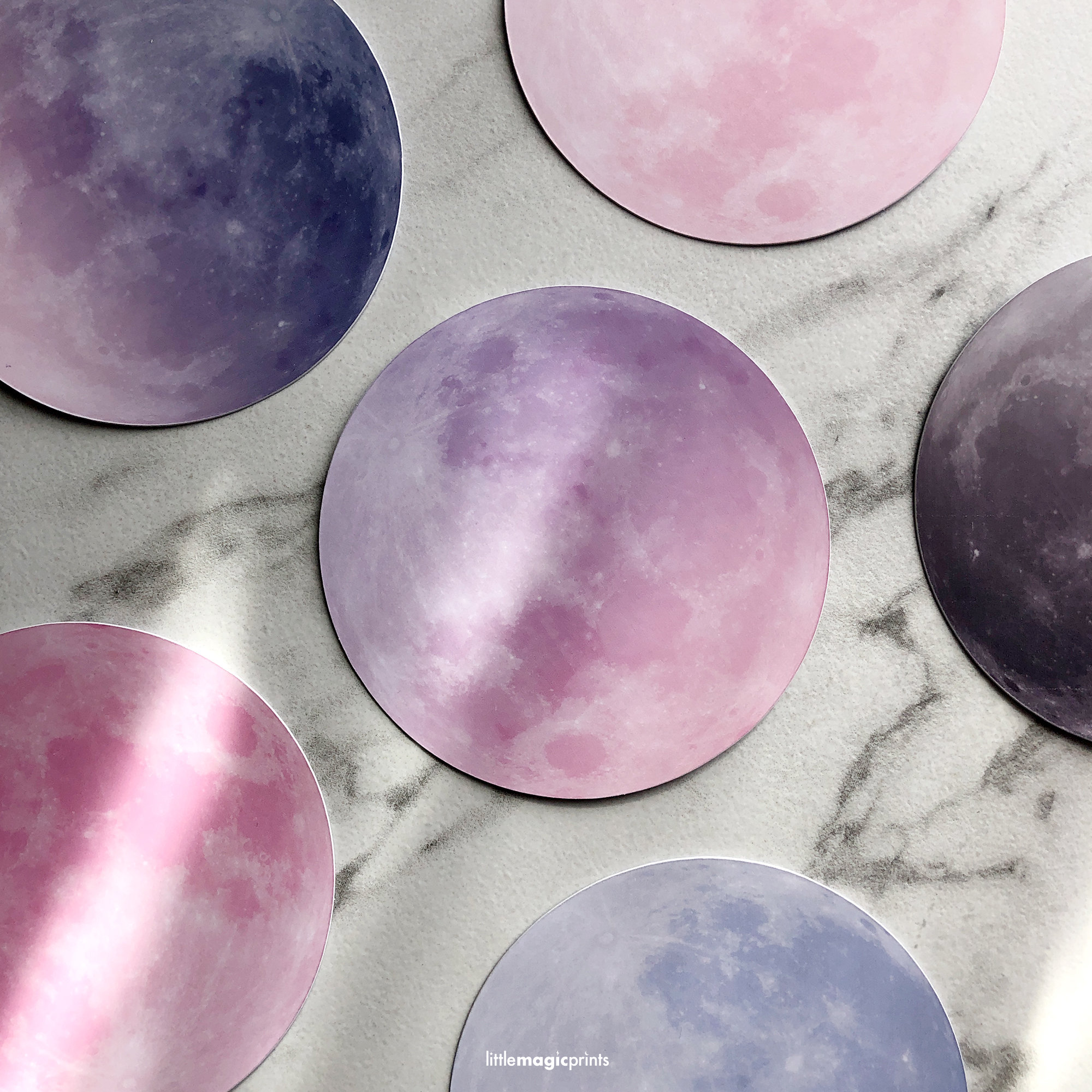 Moon Sticker Apple Moon Sticker 3 Full Moon Stickers Pink Blue Purple - Etsy