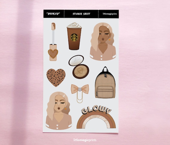 Brown Stickers, Nude Stickers, Makeup Stickers, Girly Beige Stickers,  Bronzey Planner Stickers, Journaling Stickers, Scrapbook Stickers