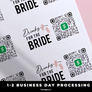 Bachelorette QR Code Stickers, Drinks for the Bride Venmo Qr Code Stickers, Bachelorette QR Code Labels, Bachelorette Drinks Favor Stickers