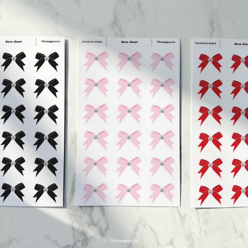 Paper Bow Sticker Bow Stickers, Bows Sticker Sheet, Decorative Sticker Sheets, Journaling ...