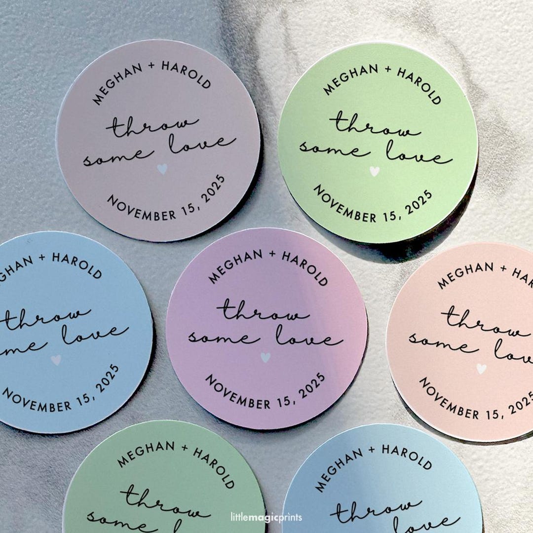 Throw Some Love Labels, Personalized Wedding Stickers, Confetti Bag ...