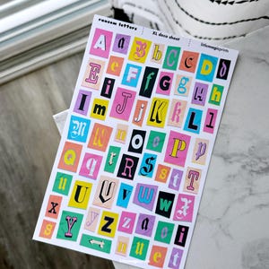 Font Stickers, Alphabet Stickers, Letter Stickers, Ransom Letter Stickers, Aesthetic Sticker Sheet, Journaling Stickers, Scrapbook Stickers