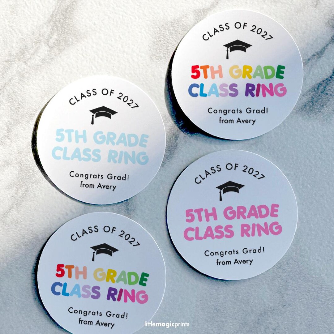 5th Grade Class Ring Stickers | Graduation Party Favors Label ...