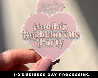 Custom Heart Bachelorette Stickers, Personalized Bachelorette Party Sticker Labels, Vinyl Decals, Bachelorette Sticker Favors