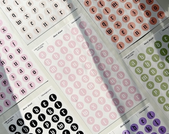 Gothic Alphabet Stickers: Lowercase Letter Circle Stickers