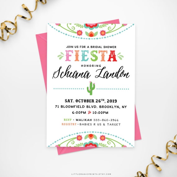 Fiesta Bridal Shower Invitation Printable Printable Mexican Etsy