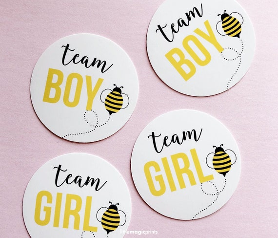 Bumble Bee Stickers for Gender Reveal Labels Boy Girl Baby Shower Set of 24 Stickers