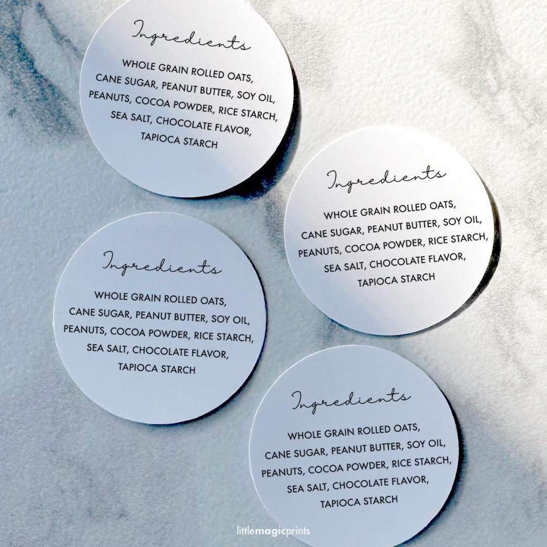 Ingredients Tags Ingredients Sticker Labels, Allergy Information Labels, Food Labels ...