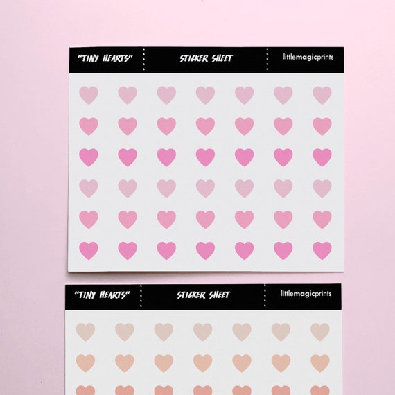 Tiny Hearts Sticker Sheet, Heart Icon Planner Stickers, Cute