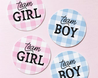 Babyq Gender Reveal Stickers, Baby Q Team Boy Team Girl Gender Reveal Stickers, Babyq Gender Reveal Decorations, Plaid Gender Reveal Decor