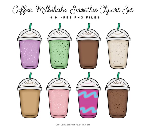 Ice Coffee Clipart Set Iced Smoothie Planner Sticker Ice Coffee Clipart Set Iced Smoothie Planner Sticker