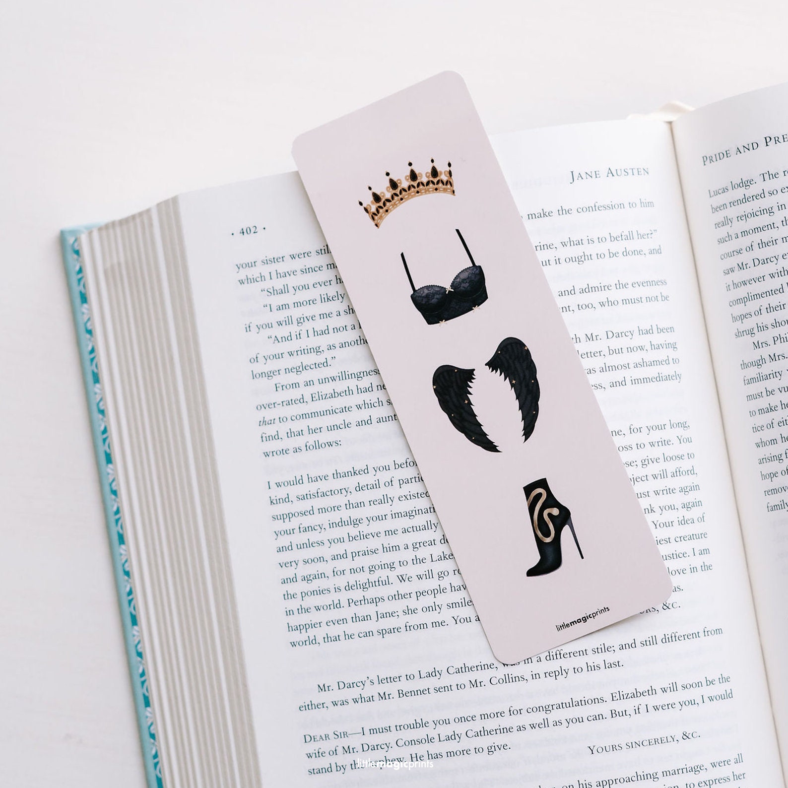 Beige Black Bookmark, Chic Glam Luxury Bookmark, Cute Planner Pagemarker, Fashion Illustration Bookmark, Little Magic Prints Stationery