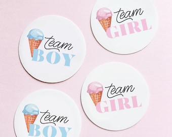 Ice Cream Gender Reveal Stickers, What's the Scoop Gender Reveal Team Boy Team Girl Stickers, Ice Cream Scoop Gender Reveal Decorations