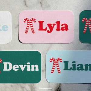 Custom Christmas Name Stickers, Personalized Christmas Gift Tag Labels, Christmas Gift Stickers, Christmas Holiday Party Favor Labels