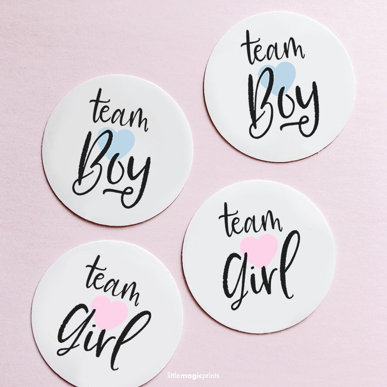 Team Boy Team Girl Gender Reveal Stickers Baby Gender Reveal Etsy
