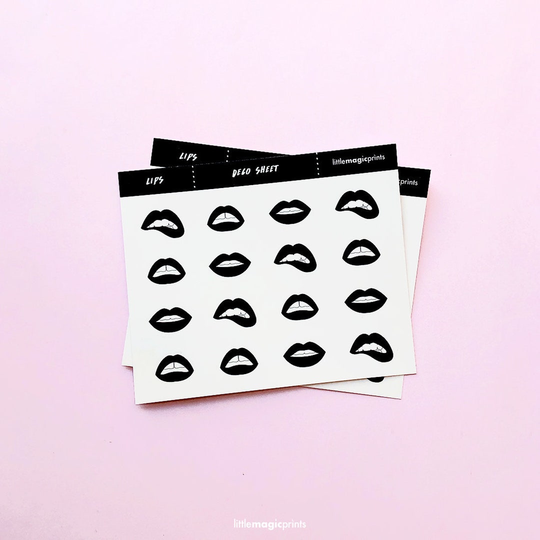 Snarling Lips Sticker Mini Black Lips Stickers: Planner Icons, Goth Decals - Etsy