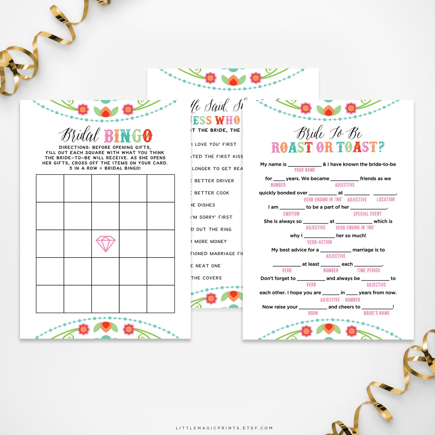 Printable Fiesta Bridal Shower Games Printable Fiesta Bridal Etsy