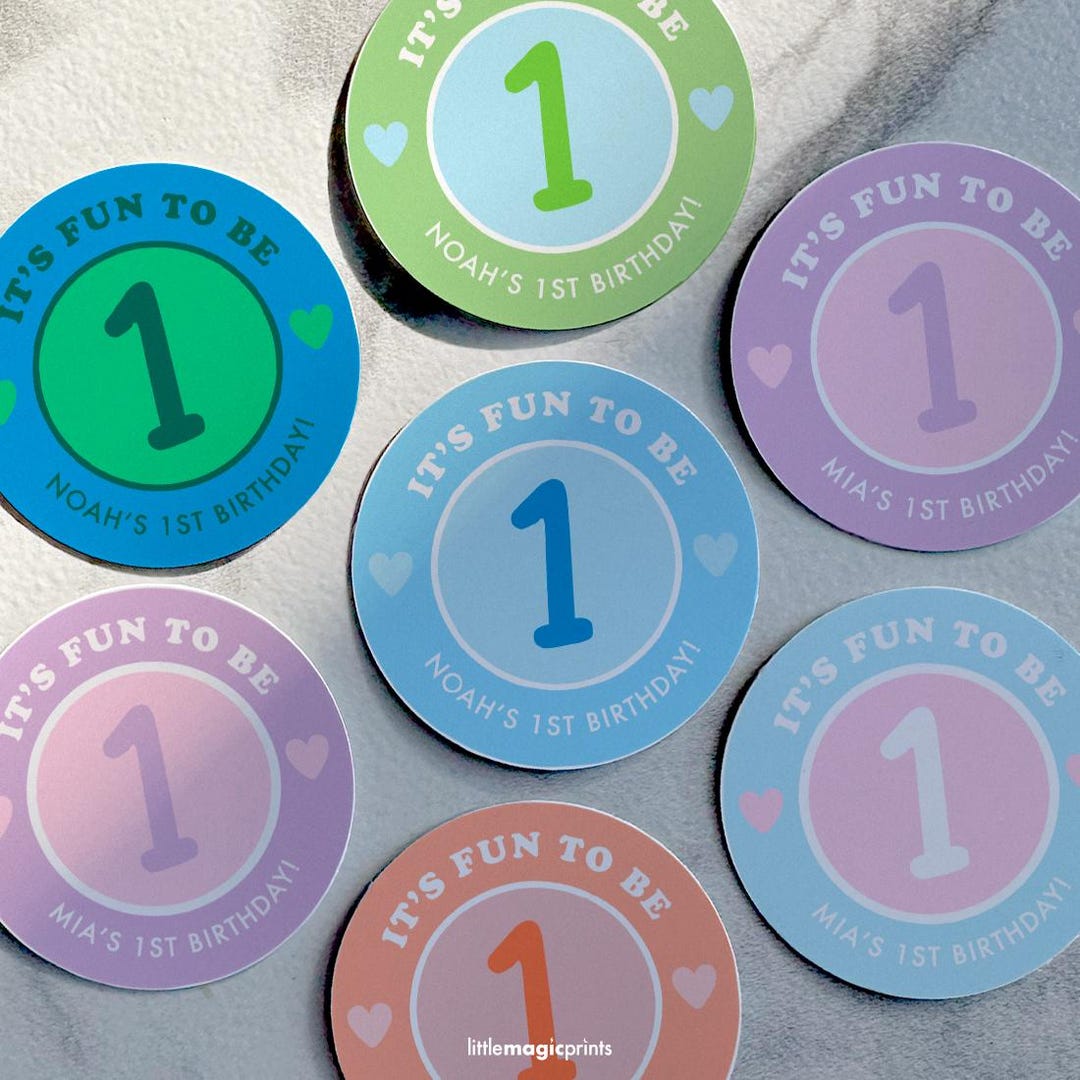 1st Sticker It's Fun to Be One Birthday Stickers, Rainbow Letter Favor Stickers ...