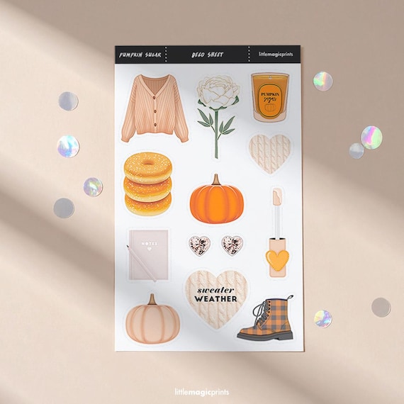 Fall Aesthetic Stickers, Decorative Stickers, Journaling Stickers, Pumpkin Stickers, Deco Sticker Sheets, Planner Stickers
