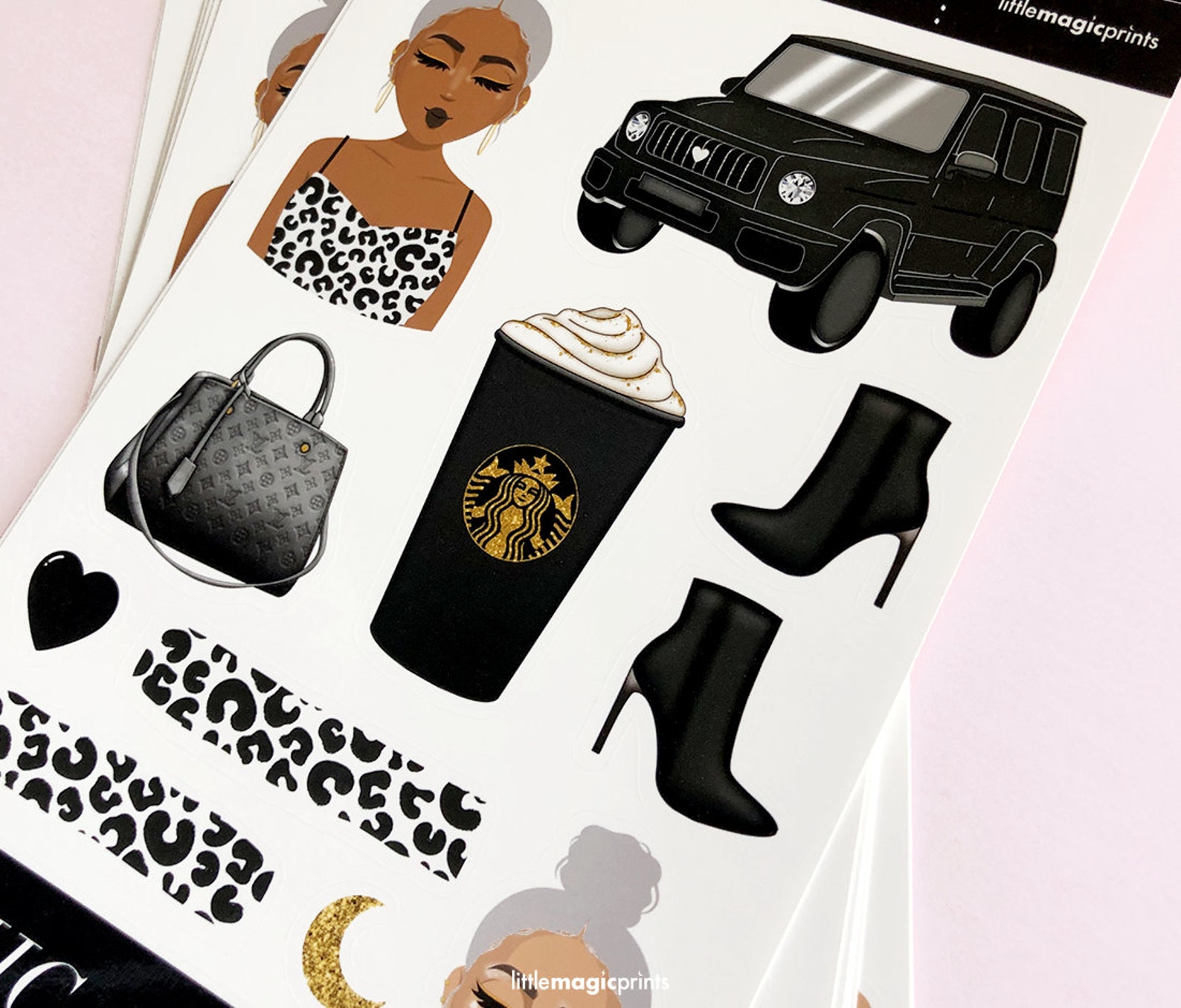 Chic AF Sticker Sheet Black Planner Stickers Black Trendy - Etsy