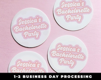 Custom Bachelorette Stickers, Bachelorette Party Favors, Custom Retro Bachelorette Labels, Custom 1.5" Circle Bachelorette Party Stickers
