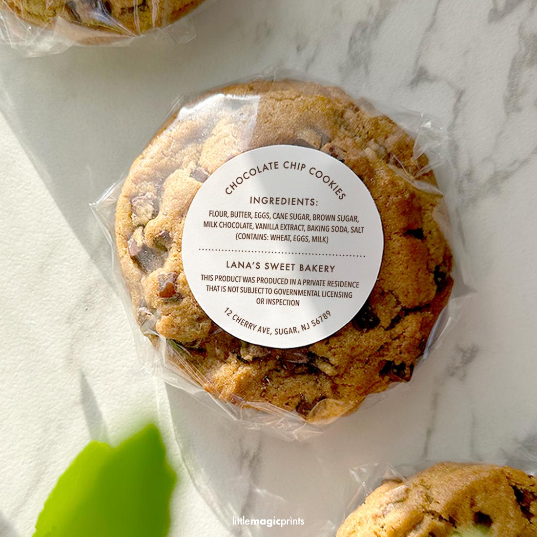Personalized Cottage Food Sticker Labels | Ingredients, Kraft, Homemade