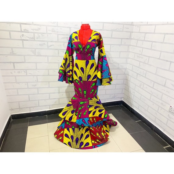 Multi Color Mixed Print Double Layer Peplum Dress