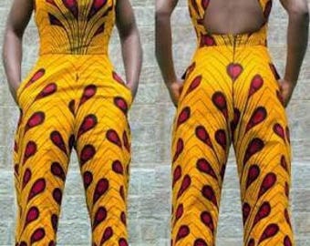 African Jumpsuits, African Palazzo Jumpsuit, || Bright African Jumpsuits, African Print Jumpsuits, White African Print Jumpsuit
