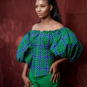 Green off Shoulder African Blouse and Matching Pants off - Etsy
