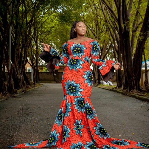 African Ankara Wedding Plus Size Dress 