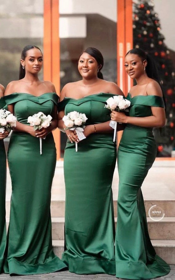 bridesmaid dark green dress