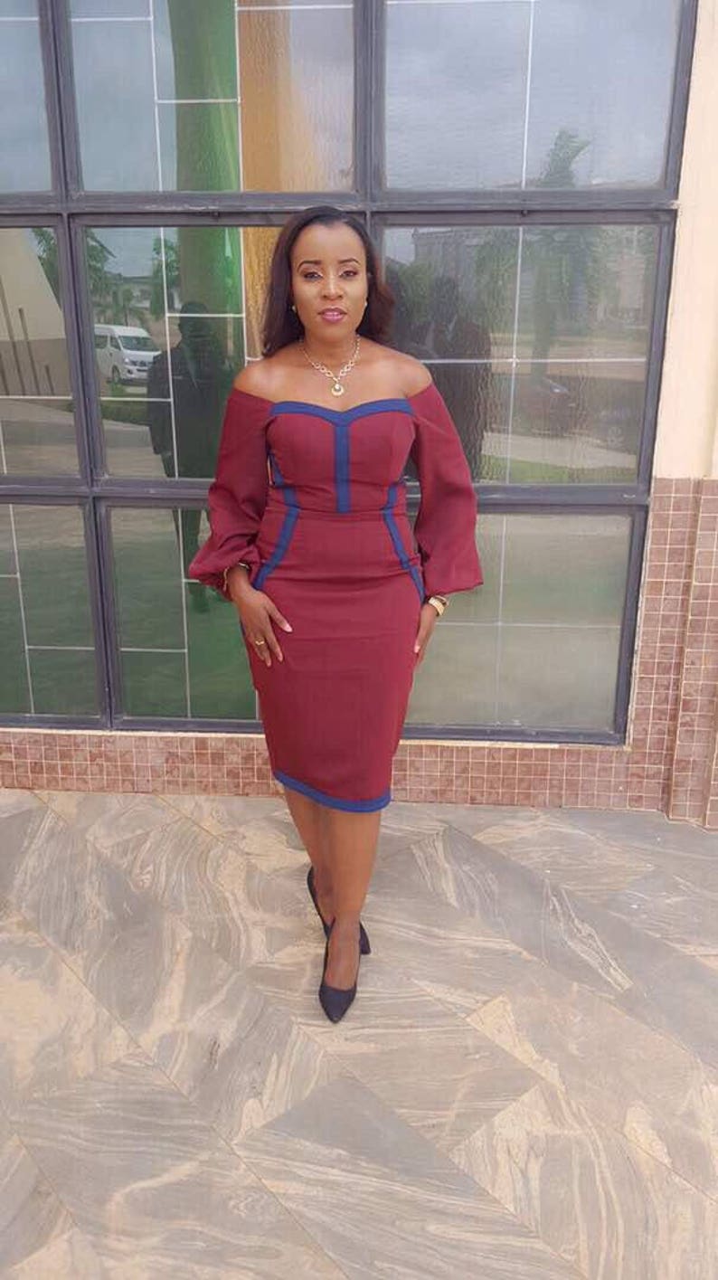 Midi Dresses Burgundy Off shoulder Wide Long Sleeve Dress Burgundy Dresses Dresses for Weddings