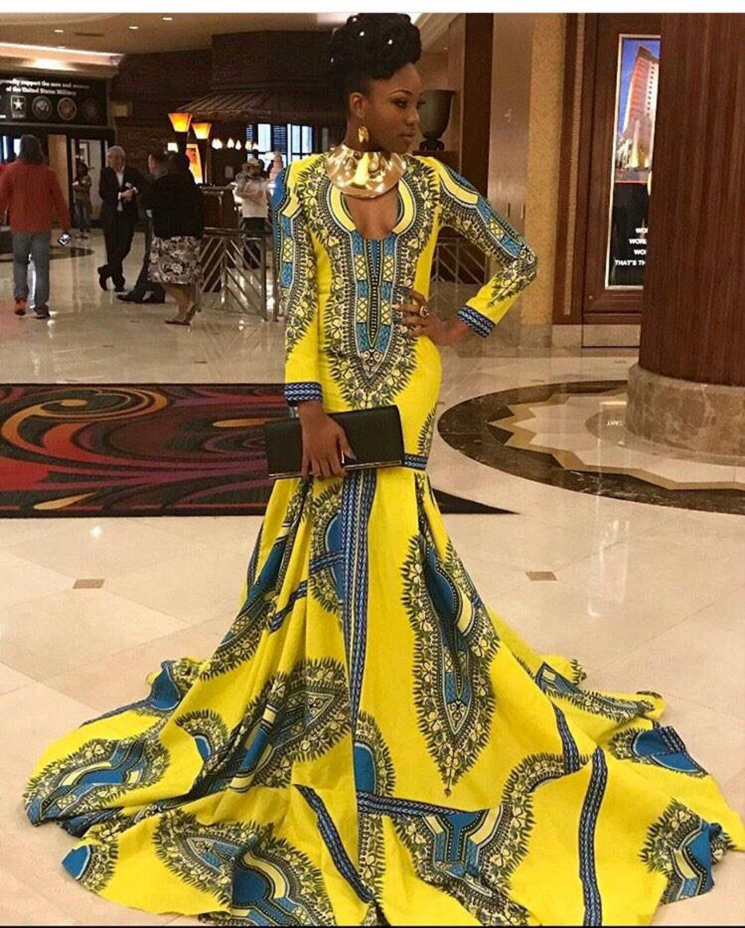 yellow dashiki dress