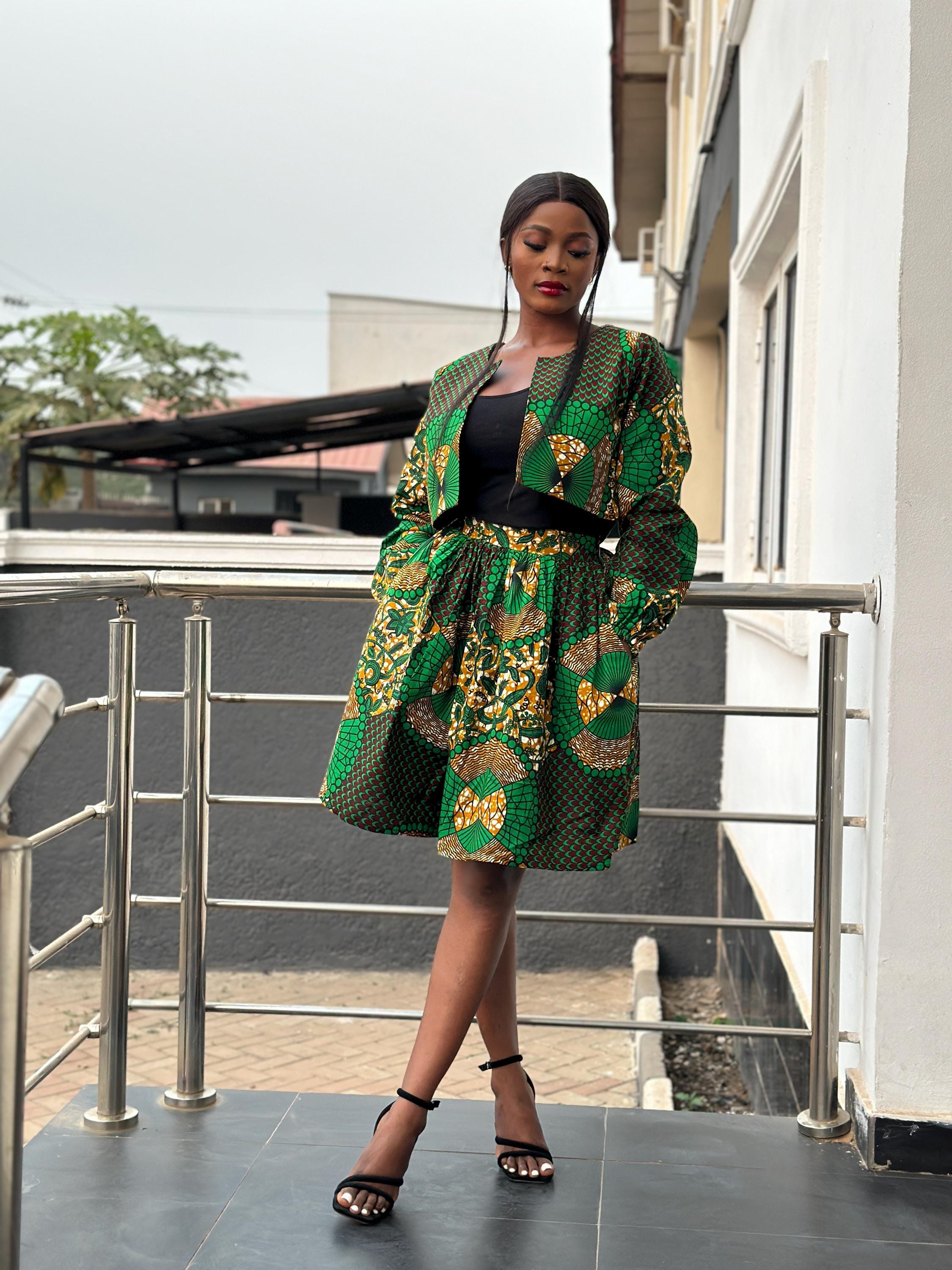 green emerald velvet dress Yellow, Red & Green Ankara Swarovski Stoned Dress main image 0