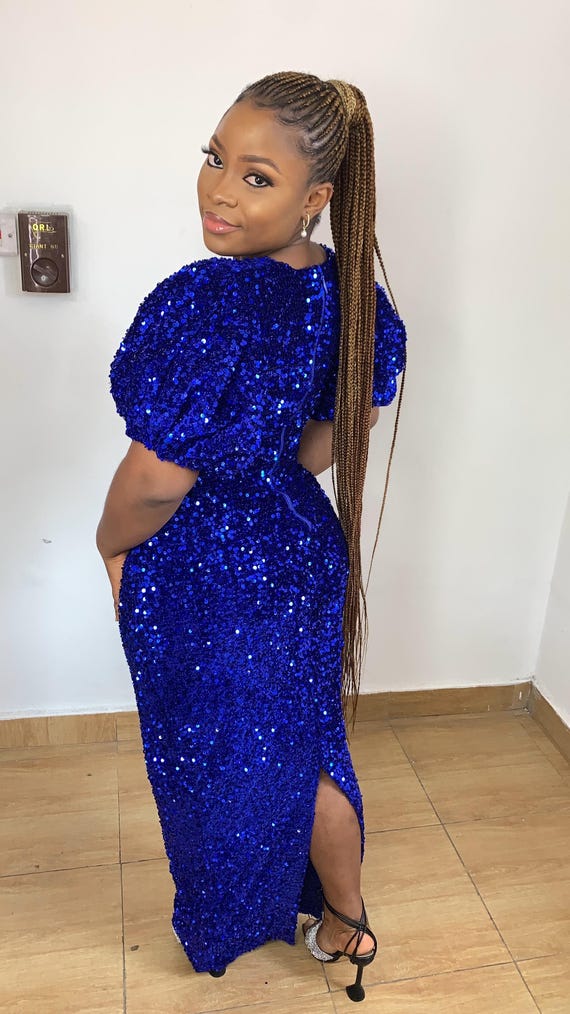 black dress with royal blue heels Royal Blue Mesh Ruched Midi Dress main image 0