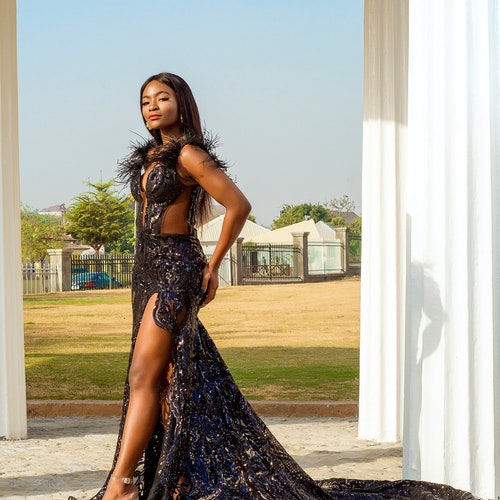 black sparkle formal dress
