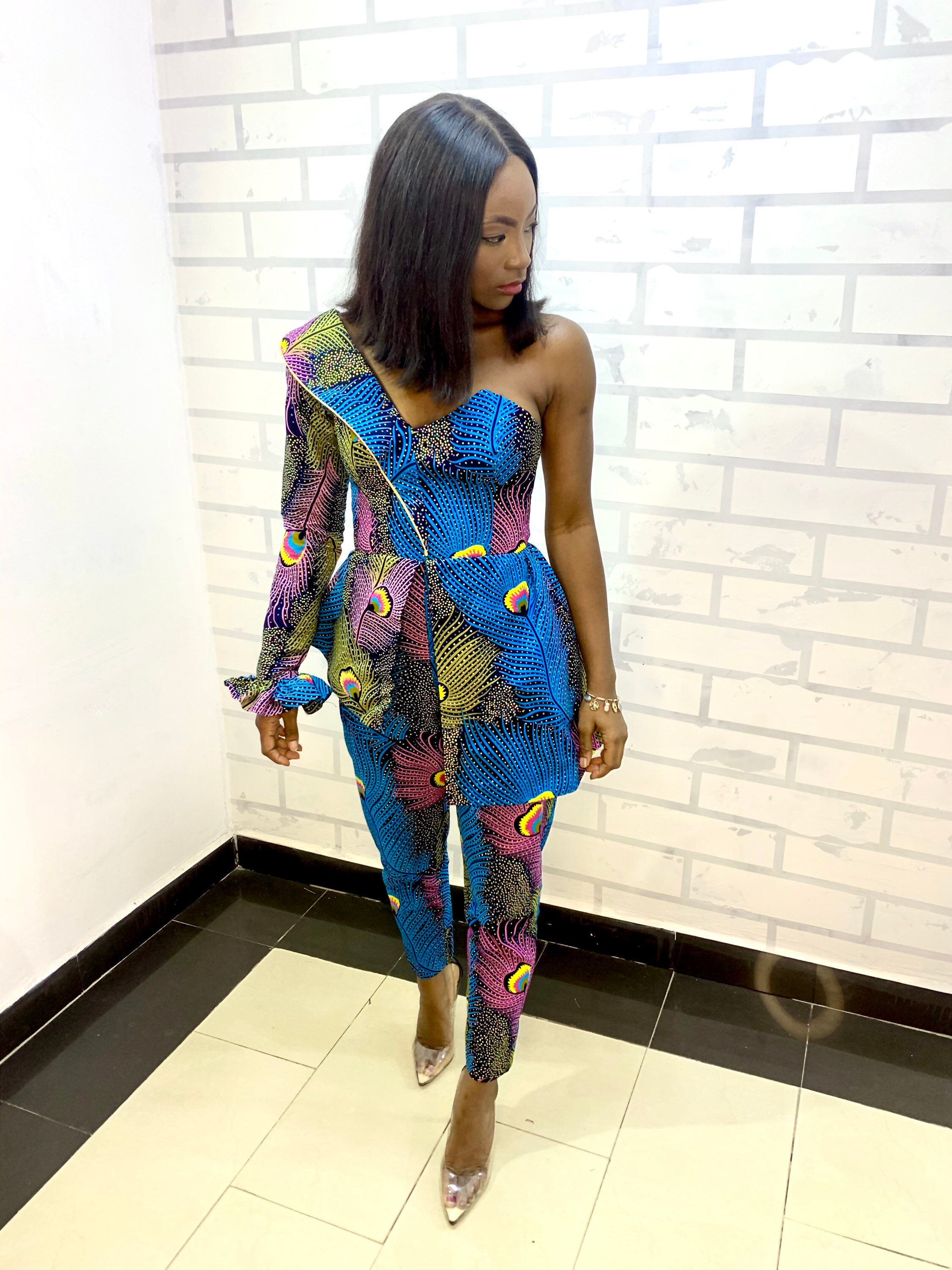Blue and Pink Sexy Jumpsuits African 