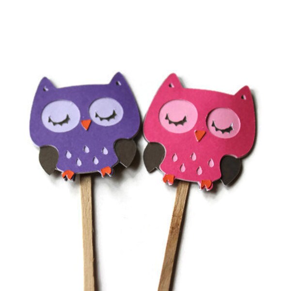 Owl Cupcake Toppers Etsy