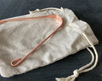 Copper Tongue Scraper with Linen Bag: Zero Waste Oral Hygiene