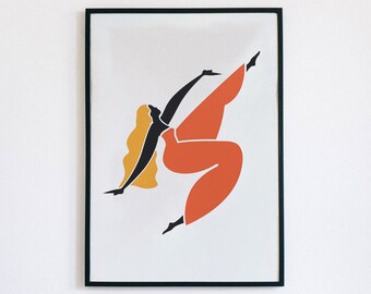 Estampado minimalista de empoderamiento de la mujer en naranja A4