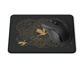 Alfombrilla de ratón con diseño de dragón inspirado en la Cuarta Ala, color negro y dorado