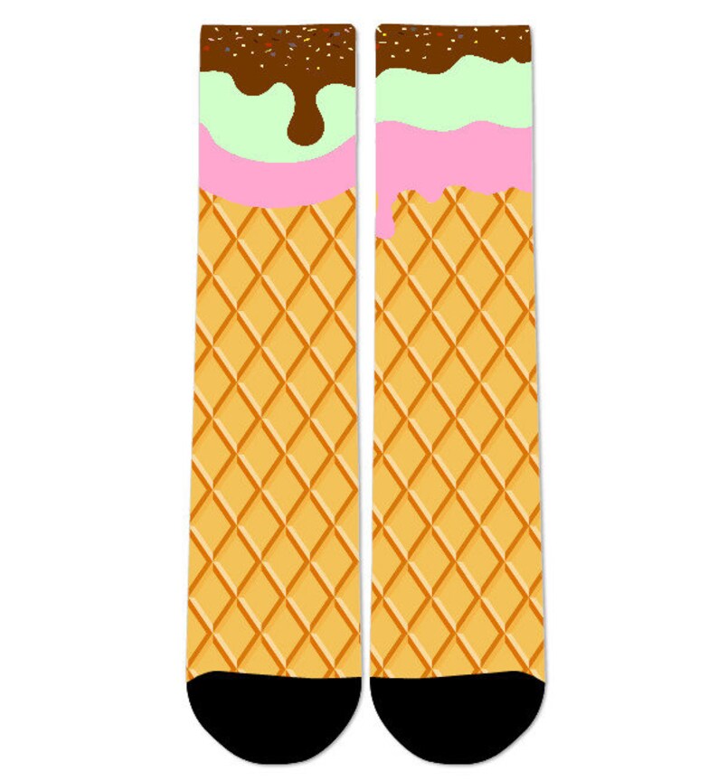 Custom Ice Cream Cone Neapolitan Crew Socks