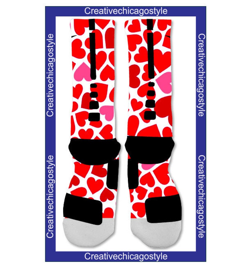 Custom Nike Elite Socks Valentine's Day Hearts | Etsy
