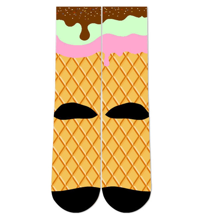 Custom Ice Cream Cone Neapolitan Crew Socks