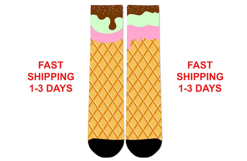 Custom Ice Cream Cone Neapolitan Crew Socks