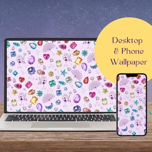 Bejeweled Inspired Wallpaper - Light Lilac Pink - Multiple Sizes and Transparencies - Phone 1080x1920px and Desktop Wallpaper 1920x1080px