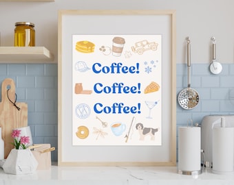 Small Town Girls Coffee Zeichen: Kaffee Kaffee Kaffee, Kaffee Bar Wand Kunst (Digitaler Download 40x50 cm)