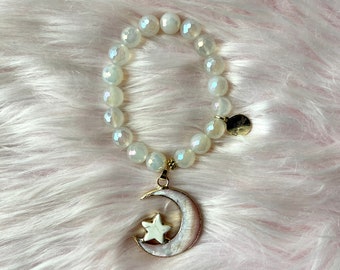 Mystic Rainbow Agate Moon Goddess Intention Bracelet